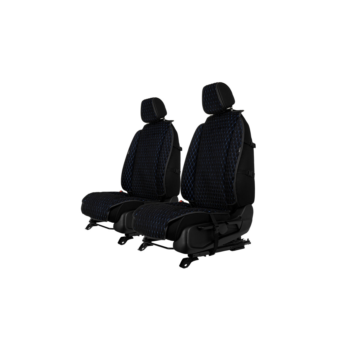 EVAtech Max Seat Covers, 2 pcs - black / black edges / blue stitches