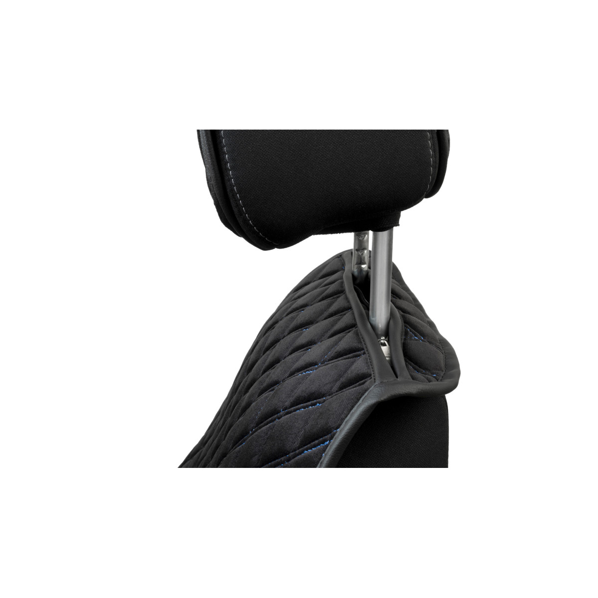 EVAtech Max Seat Covers, 2 pcs - black / black edges / blue stitches