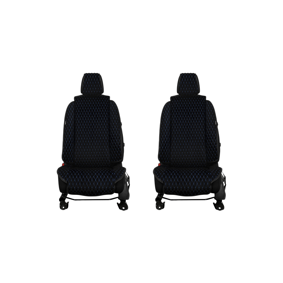 EVAtech Max Seat Covers, 2 pcs - black / black edges / blue stitches