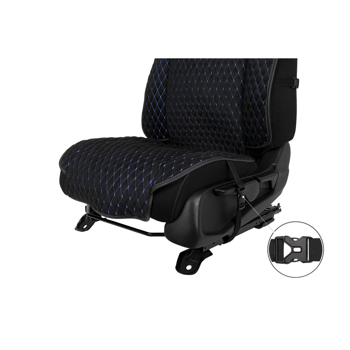 EVAtech Max Seat Covers, 2 pcs - black / black edges / blue stitches