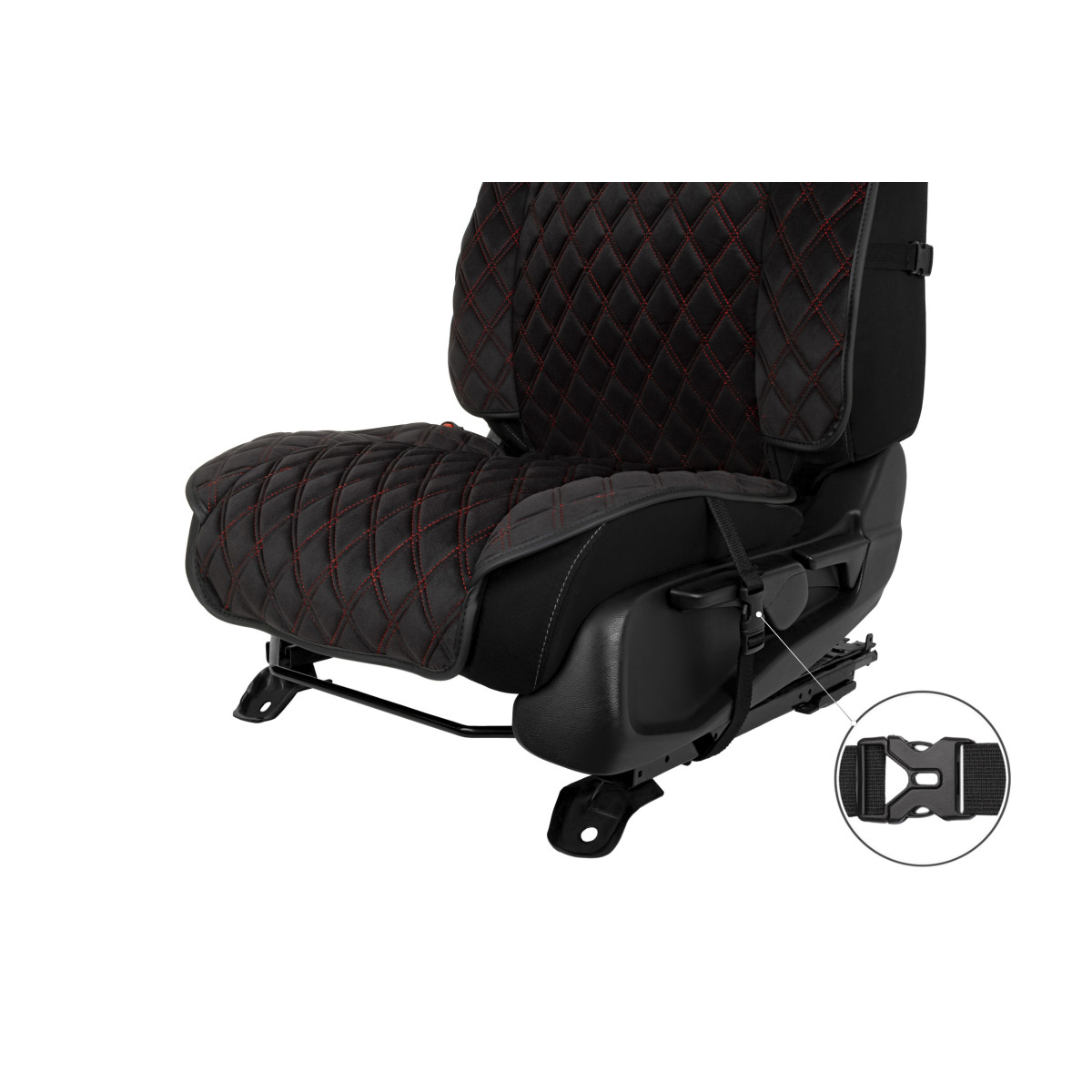 EVAtech Max Seat Covers, 2 pcs - black / black edges / red stitches EVAtech Max Seat Covers, 2 pcs - black / black edges / red stitches