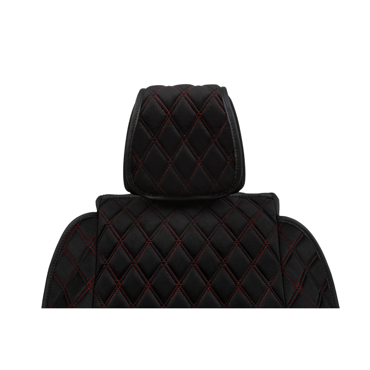 EVAtech Max Seat Covers, 2 pcs - black / black edges / red stitches EVAtech Max Seat Covers, 2 pcs - black / black edges / red stitches