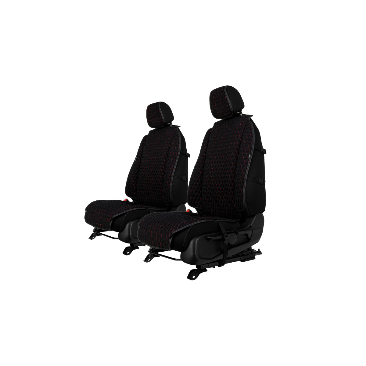 EVAtech Max Seat Covers, 2 pcs - black / black edges / red stitches EVAtech Max Seat Covers, 2 pcs - black / black edges / red stitches