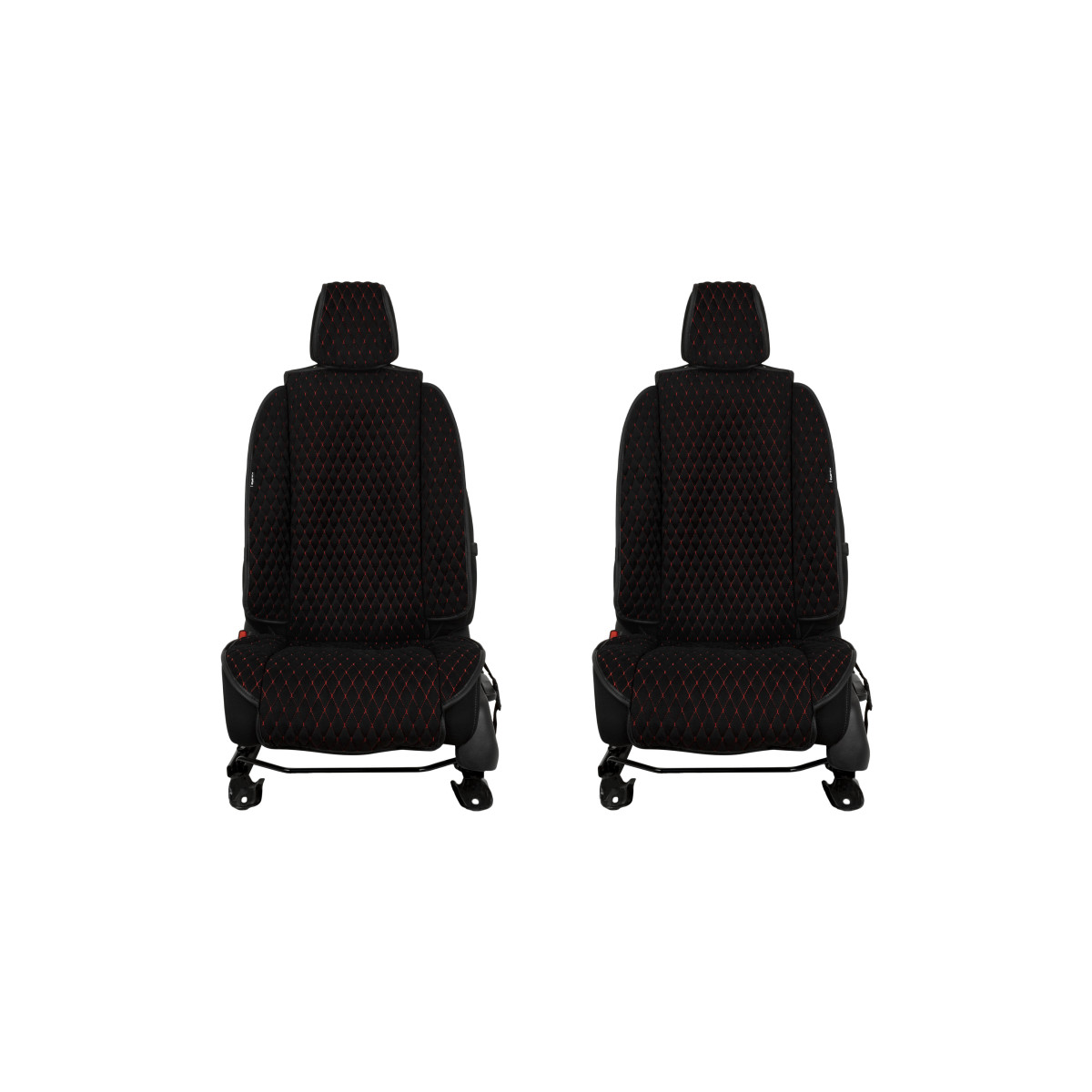 EVAtech Max Seat Covers, 2 pcs - black / black edges / red stitches EVAtech Max Seat Covers, 2 pcs - black / black edges / red stitches