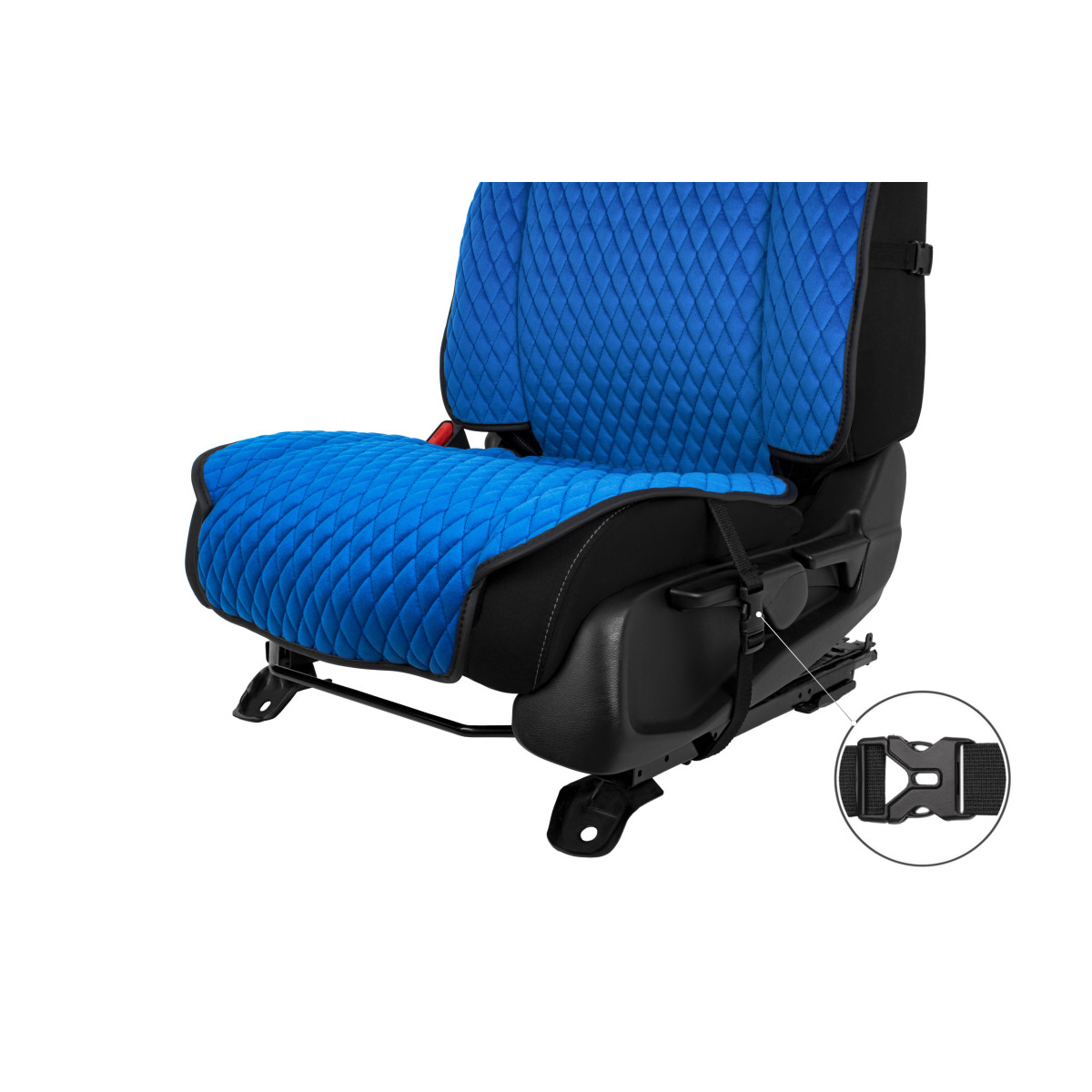 EVAtech Max Seat Covers, 2 pcs - blue / black edges / blue stitches