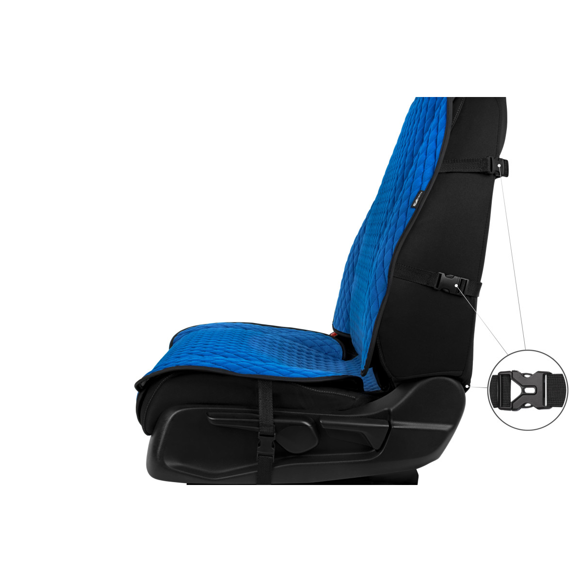 EVAtech Max Seat Covers, 2 pcs - blue / black edges / blue stitches