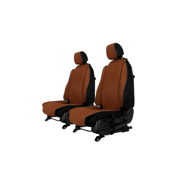 EVAtech Max Seat Covers, 2 pcs - brown / black edges / brown stitches