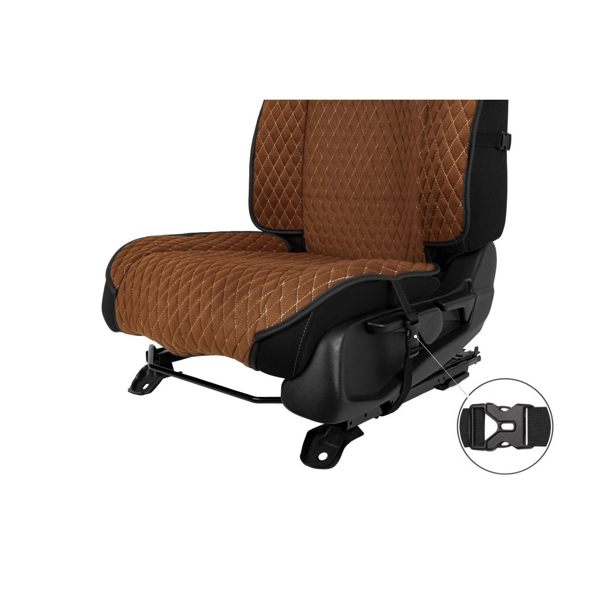EVAtech Max Seat Covers, 2 pcs - brown / black edges / brown stitches EVAtech Max Seat Covers, 2 pcs - brown / black edges / brown stitches
