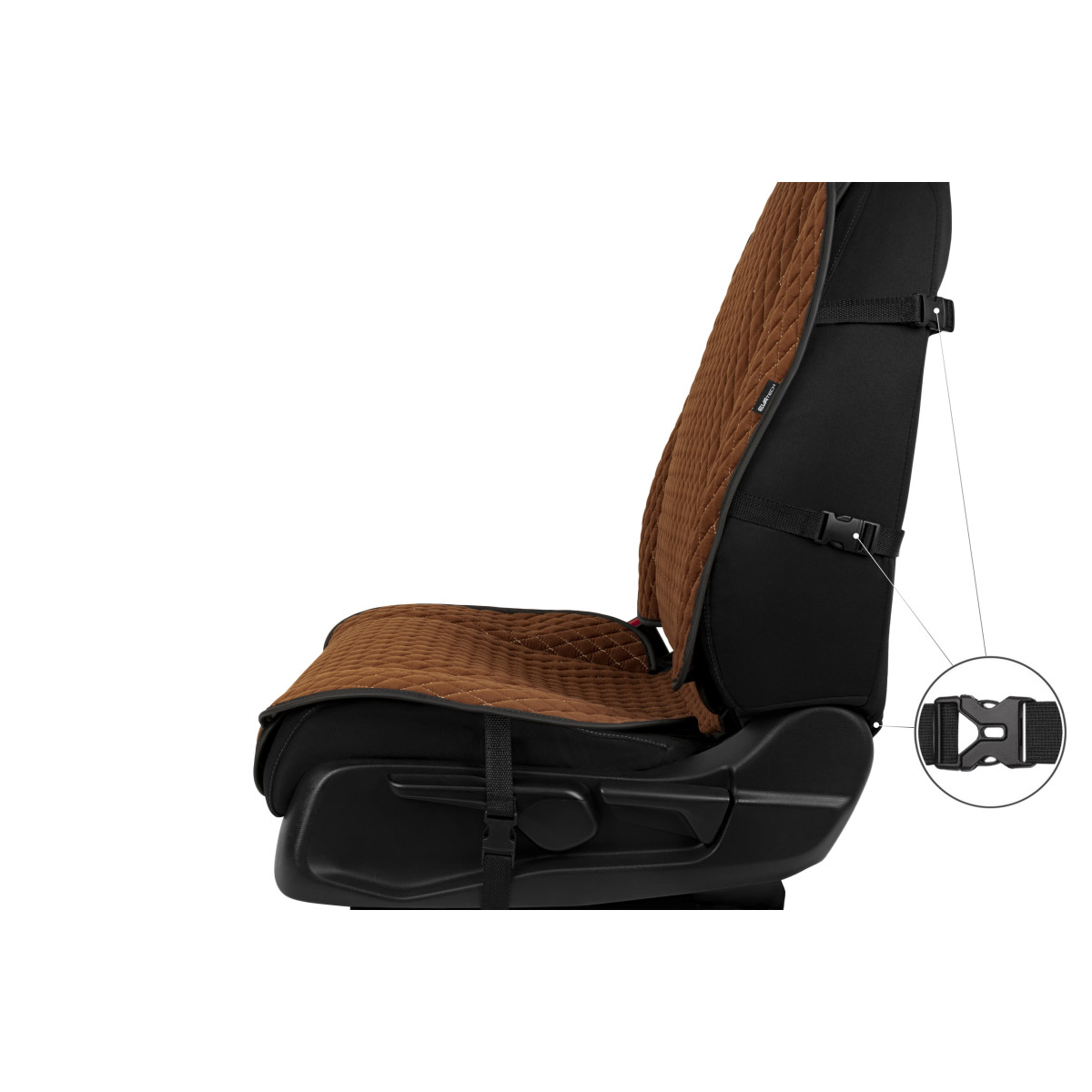 EVAtech Max Seat Covers, 2 pcs - brown / black edges / brown stitches EVAtech Max Seat Covers, 2 pcs - brown / black edges / brown stitches