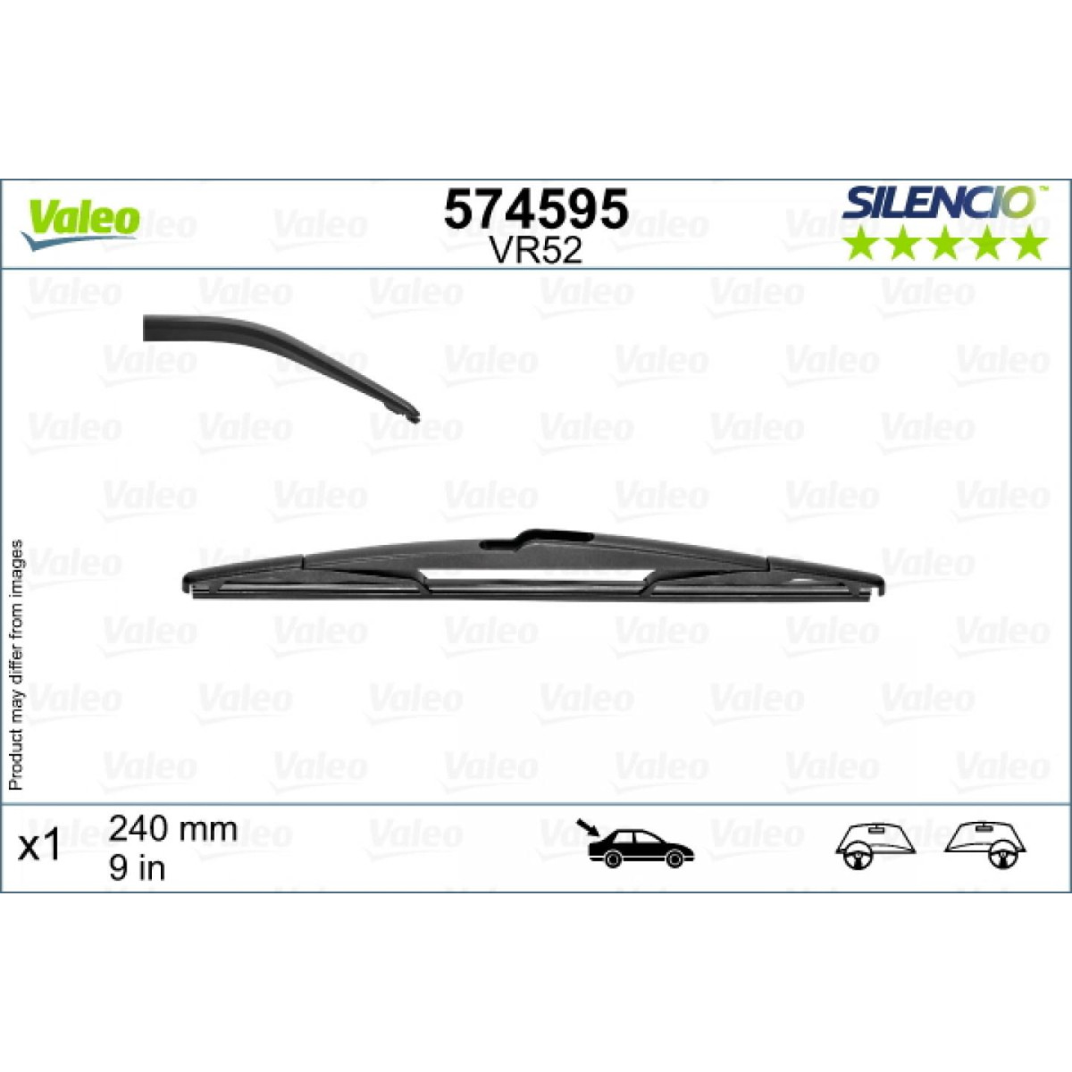 Rear wiper Valeo Silencio Rear VR52, 240 mm Rear wiper Valeo Silencio Rear VR52, 240 mm