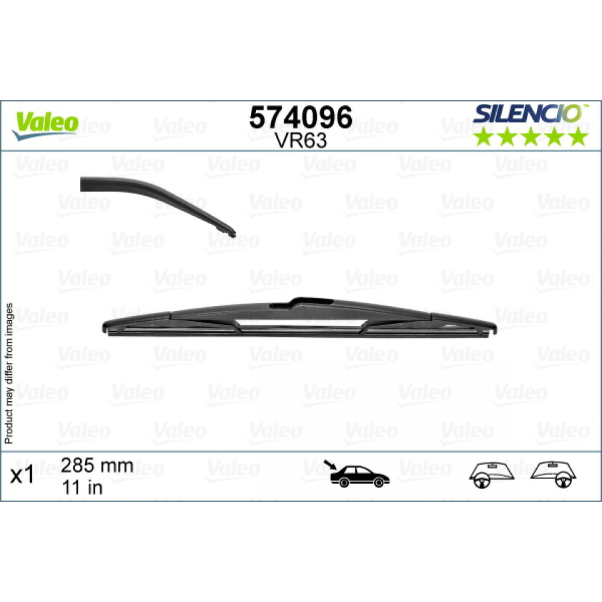 Rear wiper Valeo Silencio Rear VR63, 285 mm Rear wiper Valeo Silencio Rear VR63, 285 mm