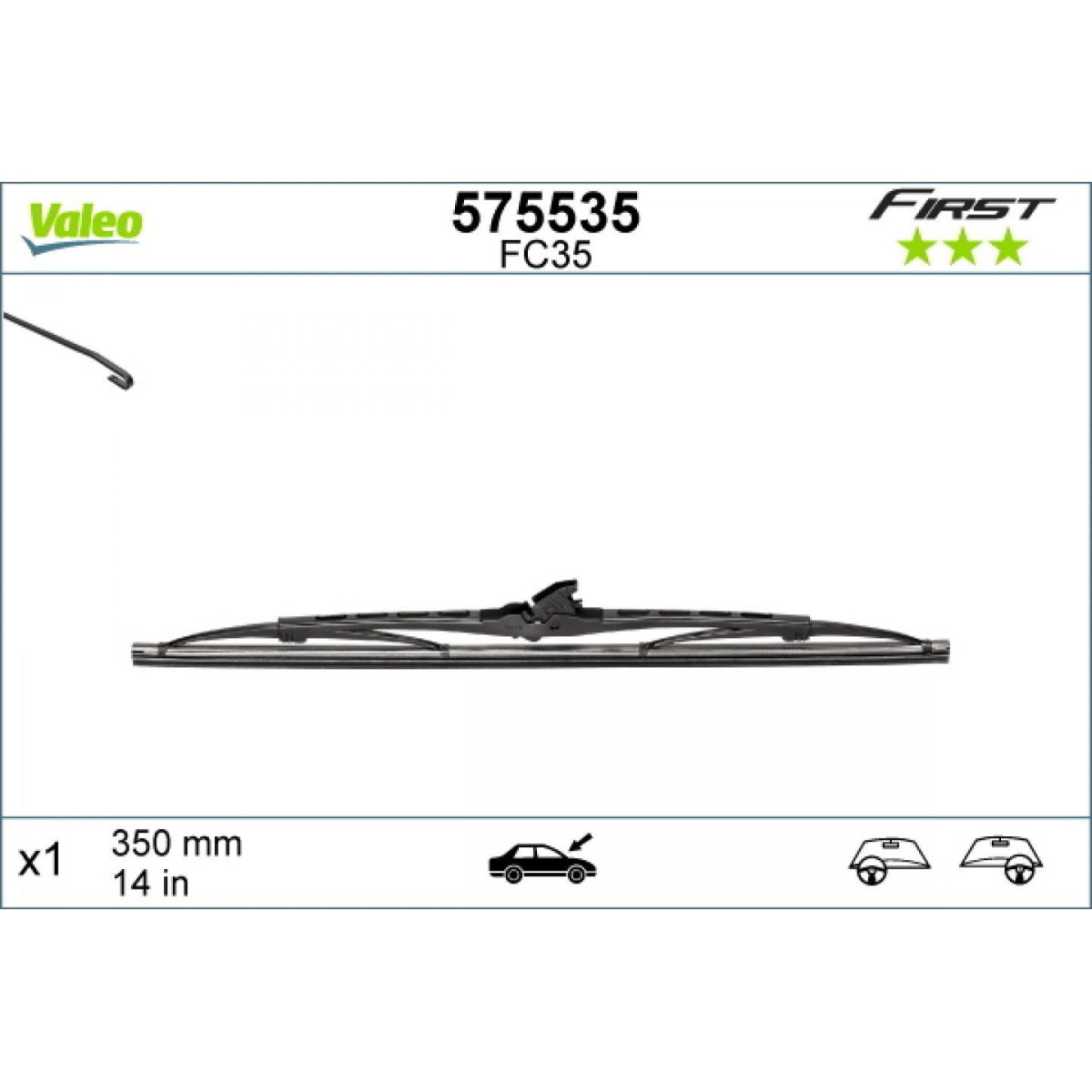 Wiper Valeo First VF35, 350 mm Wiper Valeo First VF35, 350 mm