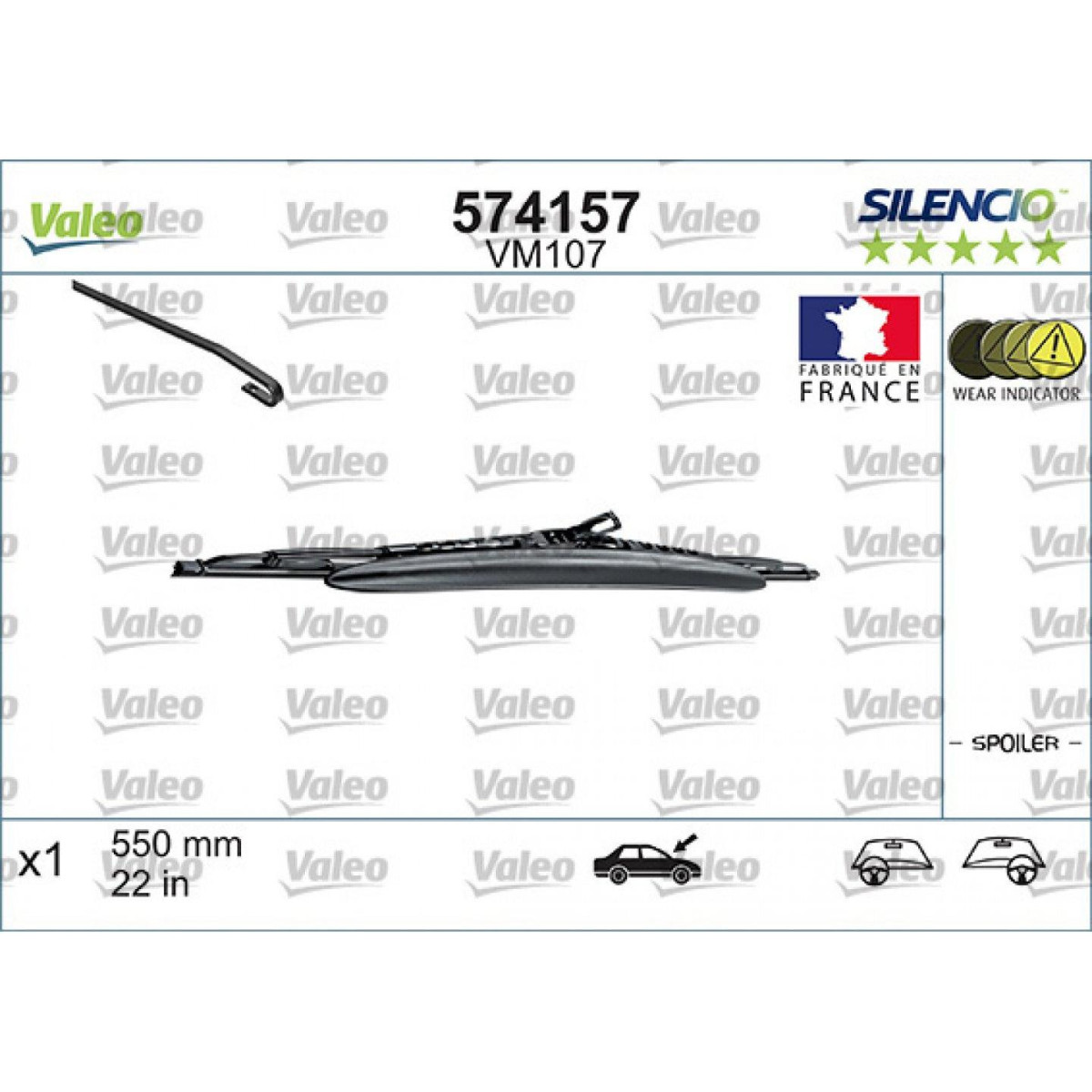 Wiper Valeo Silencio Performance Spoiler VM107, 550 mm Wiper Valeo Silencio Performance Spoiler VM107, 550 mm