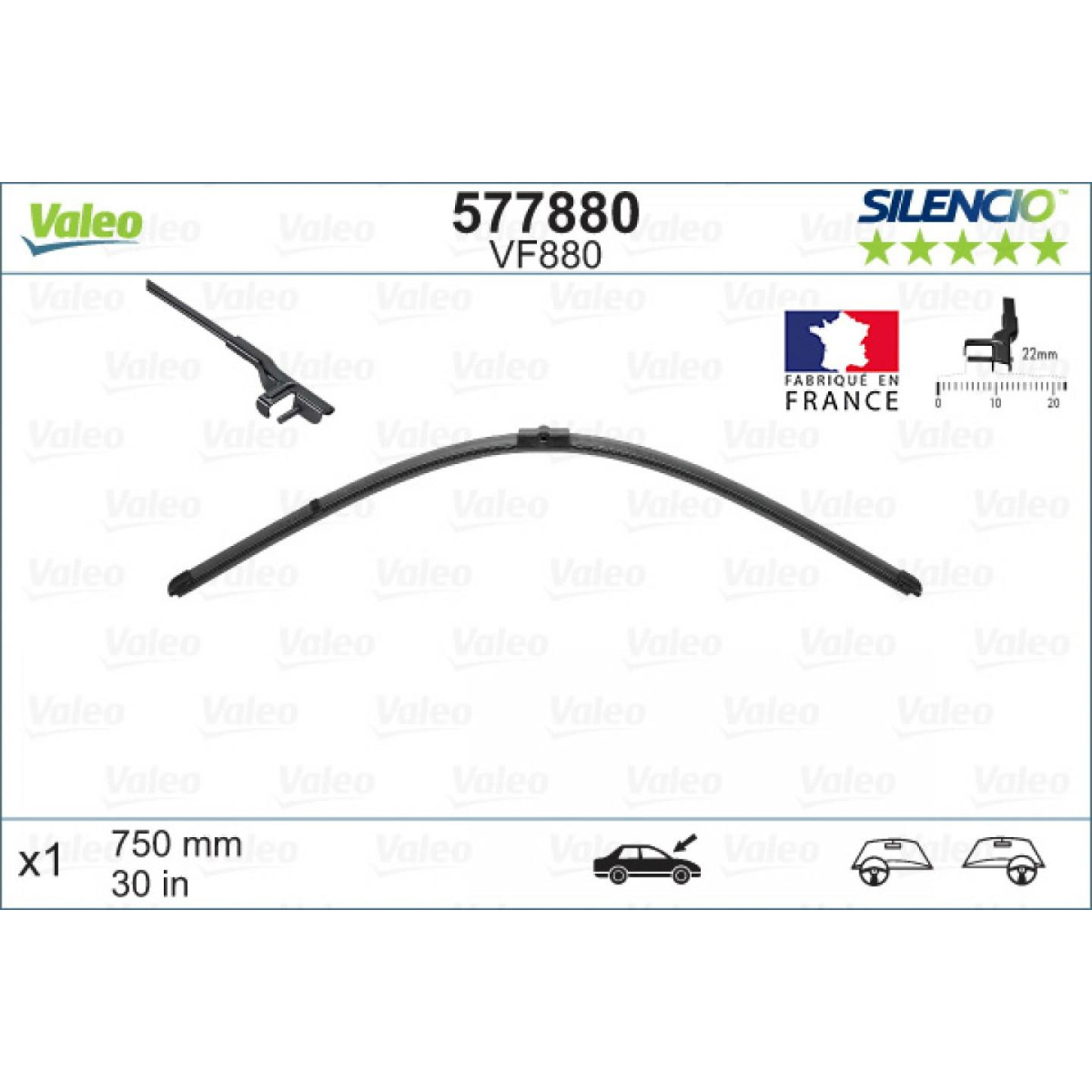 Wiper Valeo Silencio X.TRM OE VF880, 750 mm Wiper Valeo Silencio X.TRM OE VF880, 750 mm