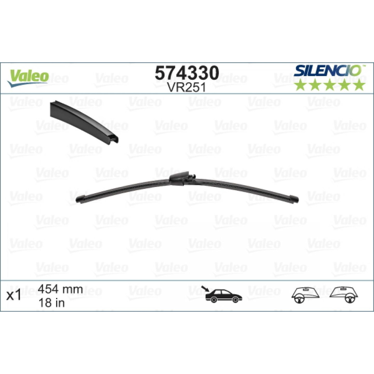 Rear wiper Valeo Silencio X.TRM OE VR251, 454 mm Rear wiper Valeo Silencio X.TRM OE VR251, 454 mm