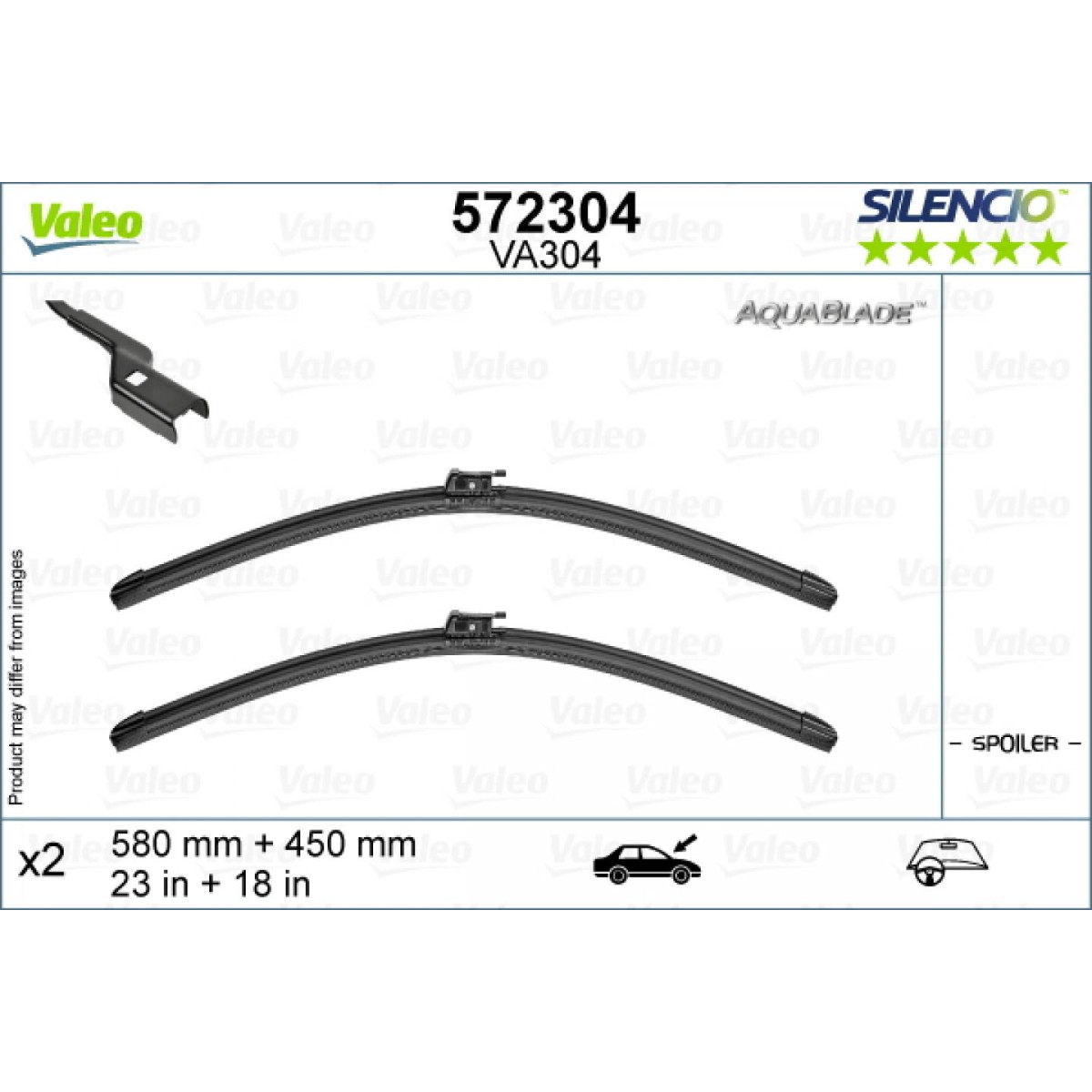 Wiper set Valeo Aquablade VA304, 580/450 mm Wiper set Valeo Aquablade VA304, 580/450 mm
