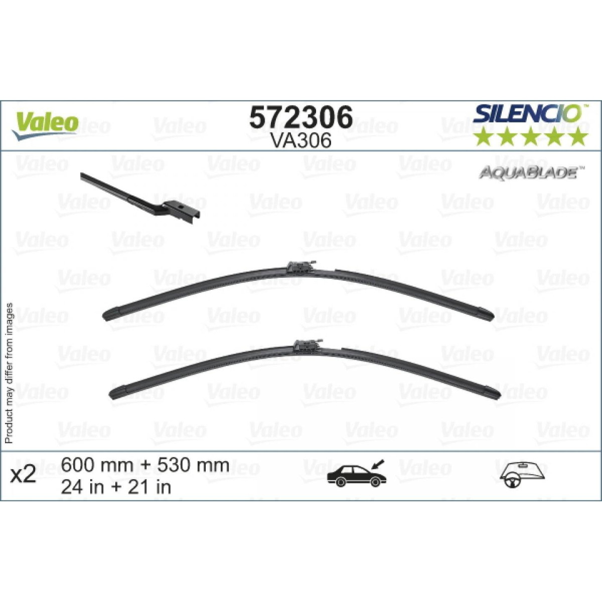 Wiper set Valeo Aquablade VA306, 600/530 mm Wiper set Valeo Aquablade VA306, 600/530 mm