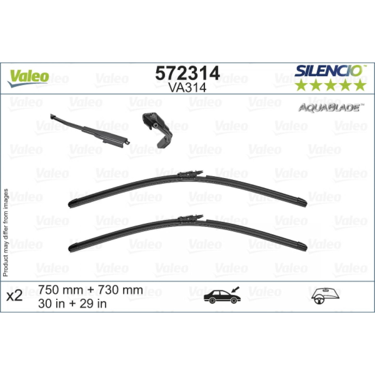 Wiper set Valeo Aquablade VA314, 750/730 mm Wiper set Valeo Aquablade VA314, 750/730 mm