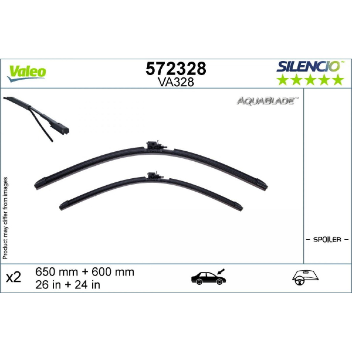 Wiper set Valeo Aquablade VA328, 650/600 mm Wiper set Valeo Aquablade VA328, 650/600 mm