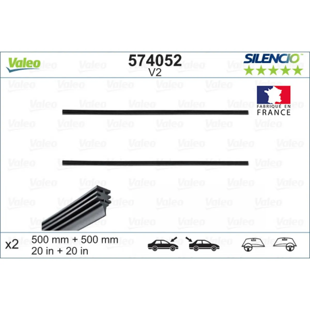Wiper set Valeo Silencio Refills V2, 500/500 mm Wiper set Valeo Silencio Refills V2, 500/500 mm