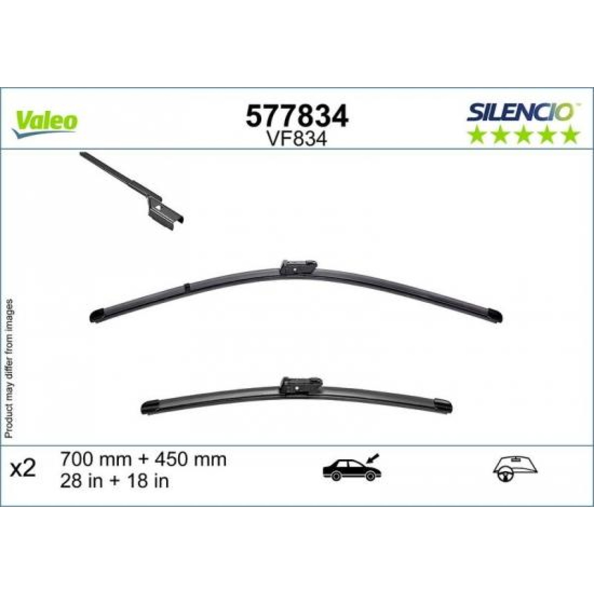 Wiper set Valeo Silencio VF834, 700/450 mm
