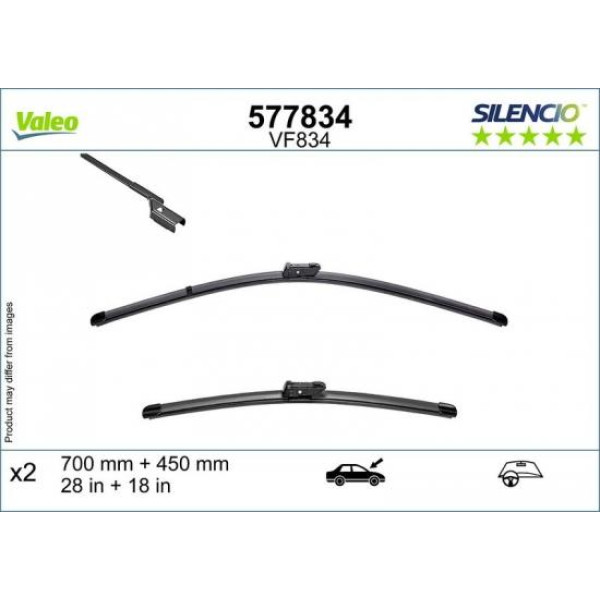 Wiper set Valeo Silencio VF834, 700/450 mm Wiper set Valeo Silencio VF834, 700/450 mm