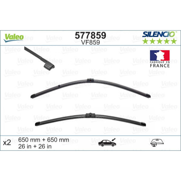Wiper set Valeo Silencio VF859, 650/650 mm