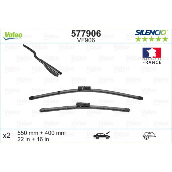 Wiper set Valeo Silencio VF906, 550/400 mm
