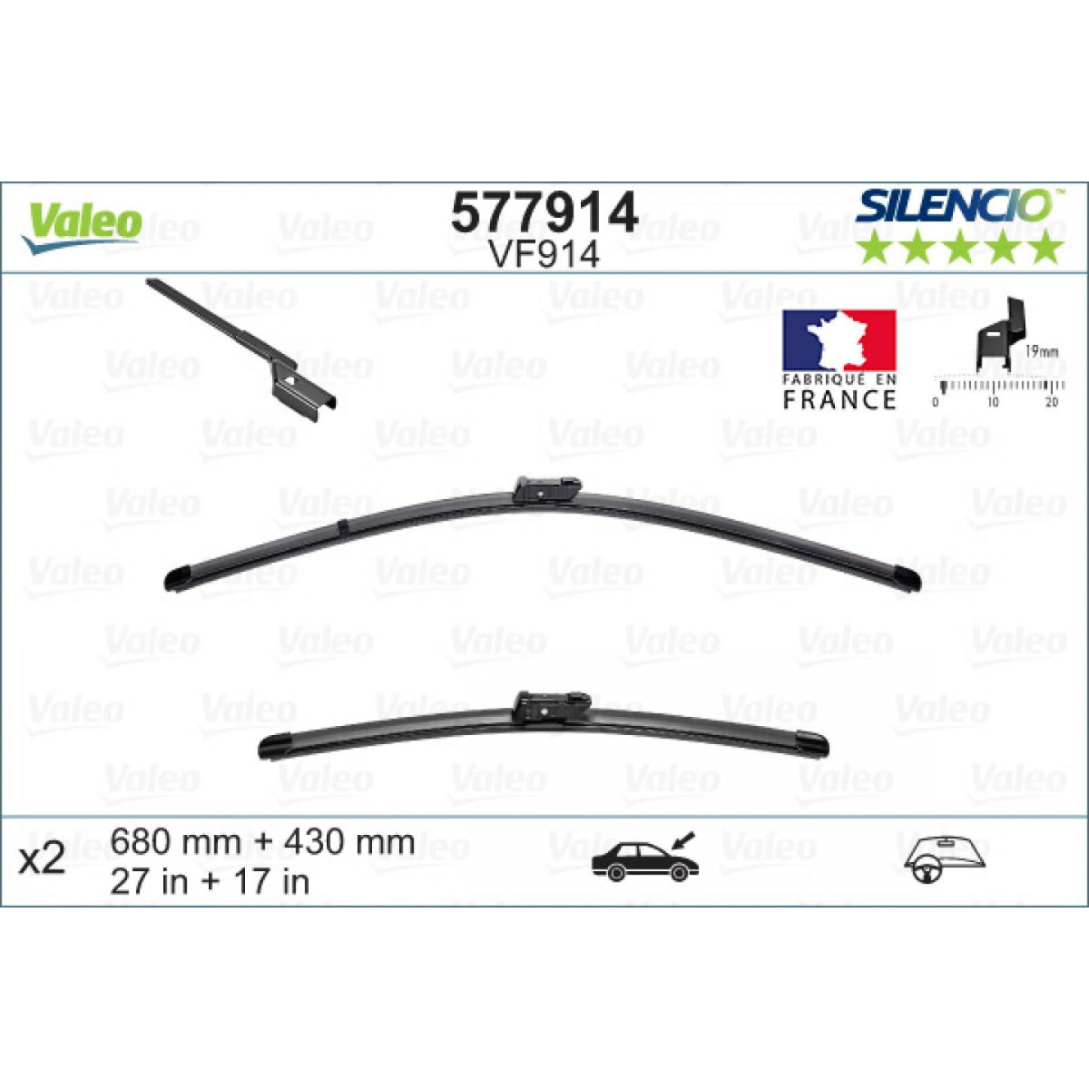 Wiper set Valeo Silencio VF914, 680/425 mm Wiper set Valeo Silencio VF914, 680/425 mm