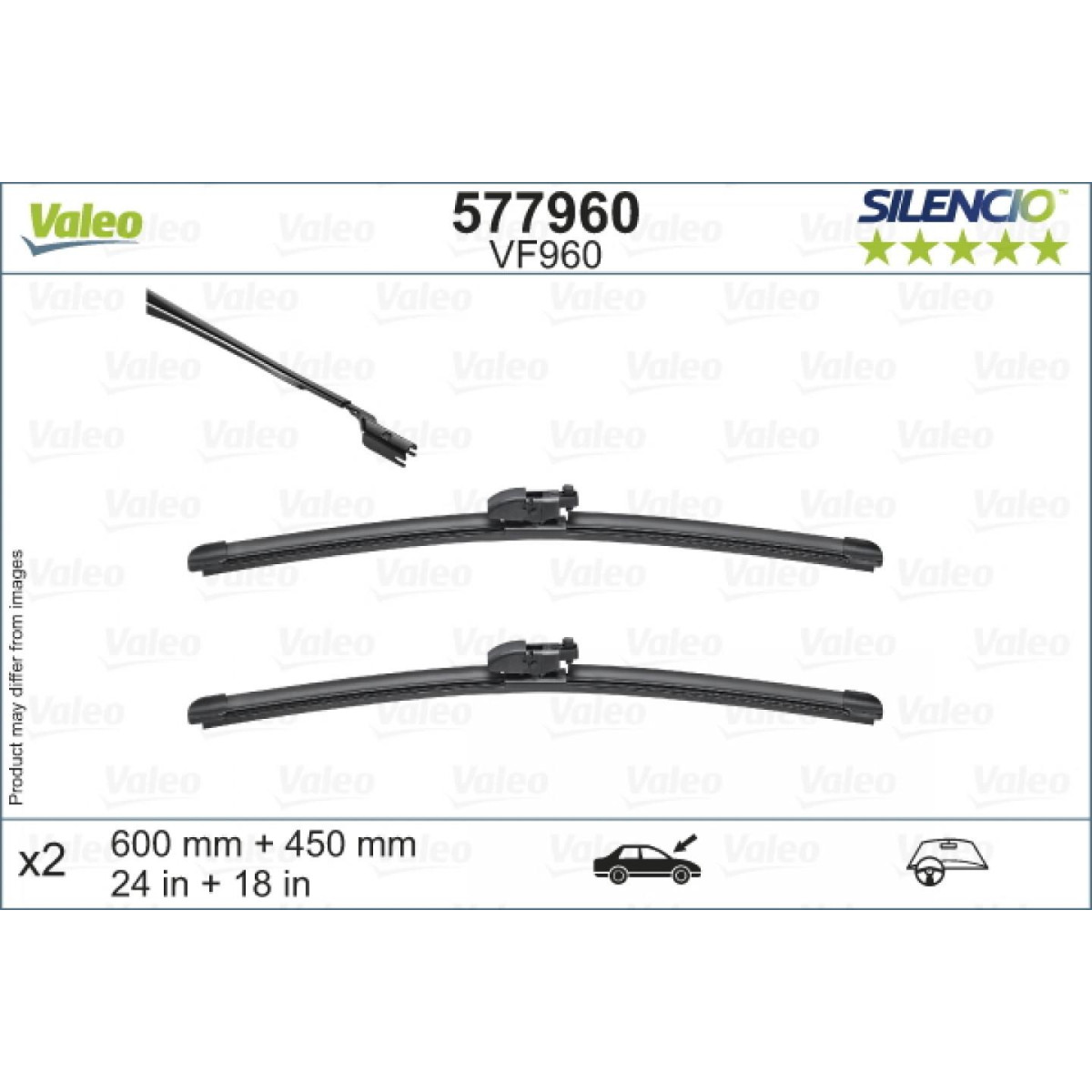 Wiper set Valeo Silencio VF960, 600/450 mm Wiper set Valeo Silencio VF960, 600/450 mm