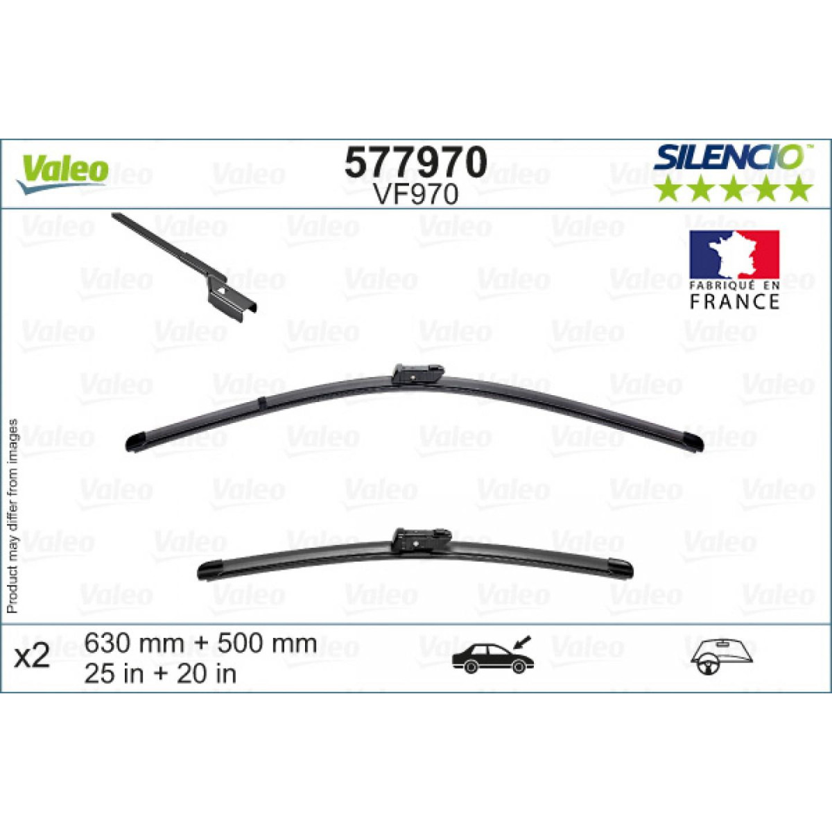 Wiper set Valeo Silencio VF970, 630/500 mm Wiper set Valeo Silencio VF970, 630/500 mm