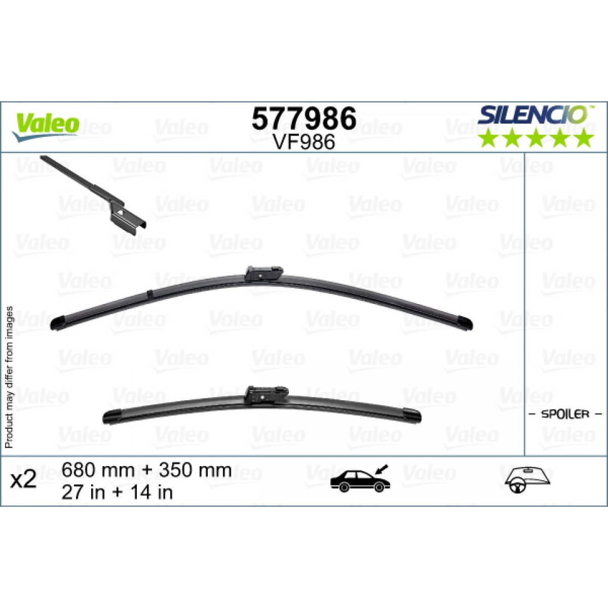 Wiper set Valeo Silencio VF986, 680/350 mm Wiper set Valeo Silencio VF986, 680/350 mm