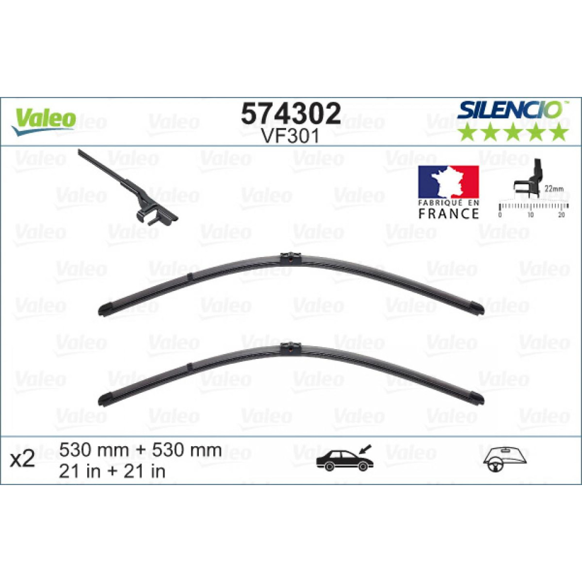 Wiper set Valeo Silencio X.TRM OE VF301, 530/530 mm Wiper set Valeo Silencio X.TRM OE VF301, 530/530 mm
