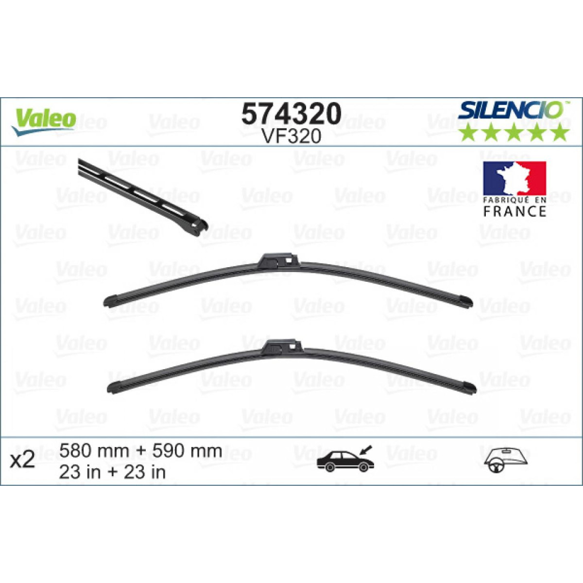 Wiper set Valeo Silencio X.TRM OE VF320, 590/580 mm Wiper set Valeo Silencio X.TRM OE VF320, 590/580 mm