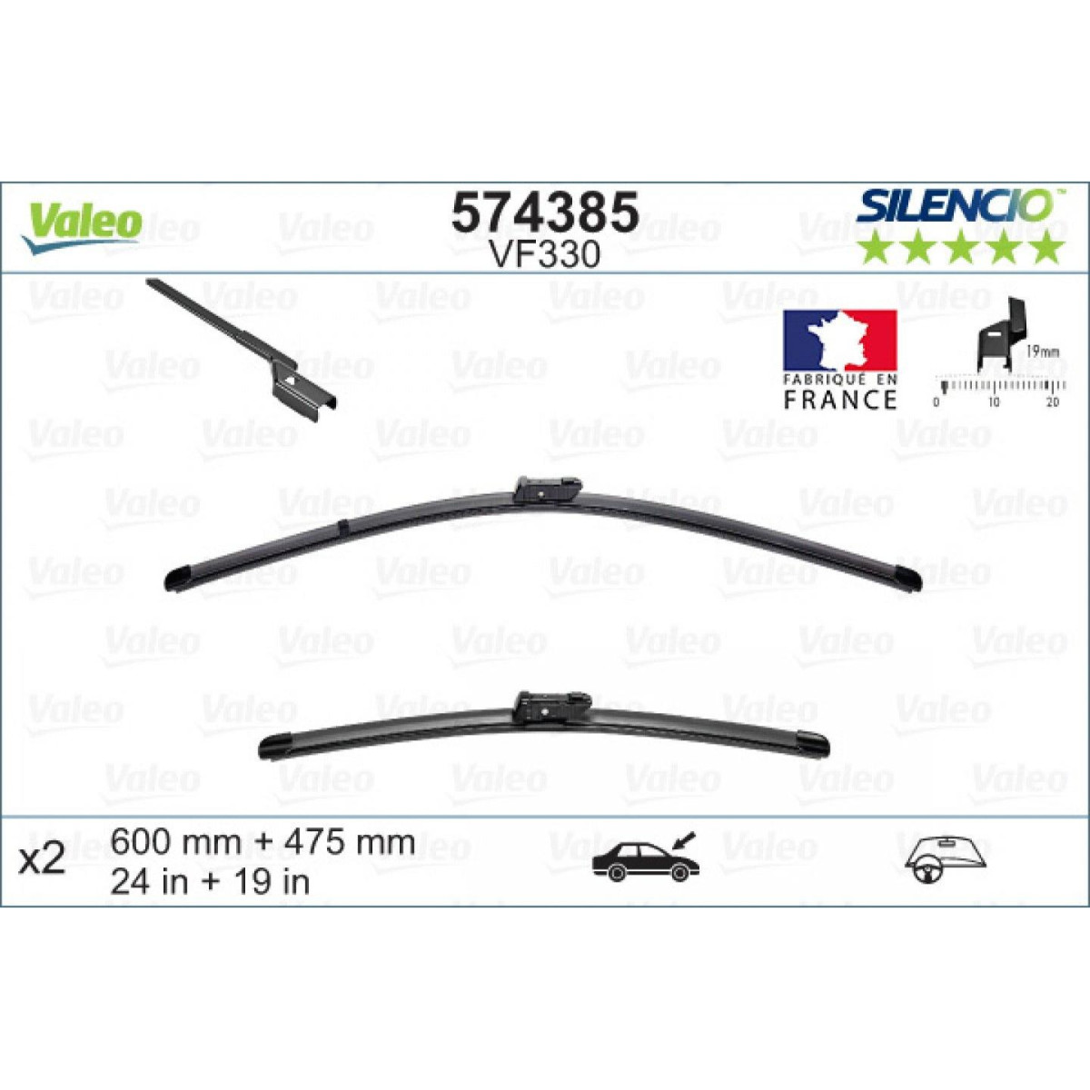 Wiper set Valeo Silencio X.TRM OE VF330, 600/475 mm Wiper set Valeo Silencio X.TRM OE VF330, 600/475 mm