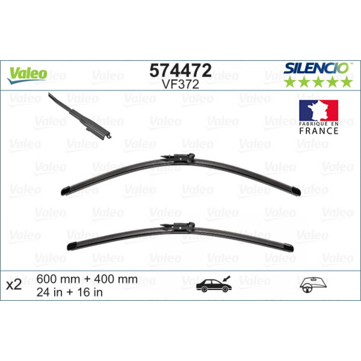 Wiper set Valeo Silencio X.TRM OE VF372, 600/400 mm Wiper set Valeo Silencio X.TRM OE VF372, 600/400 mm
