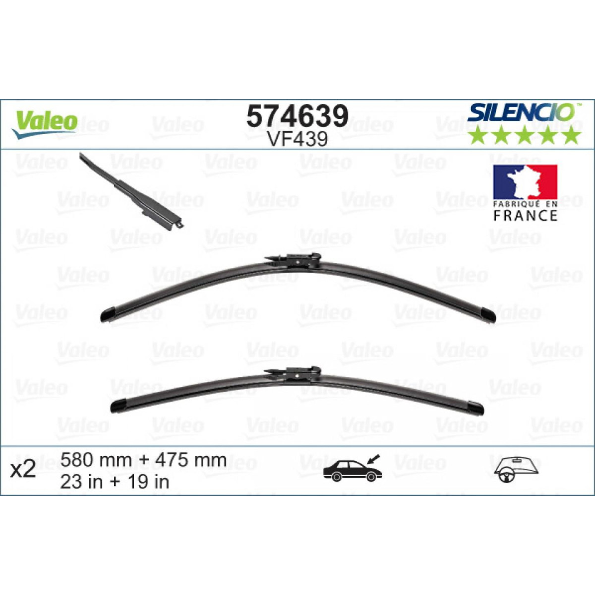 Wiper set Valeo Silencio X.TRM OE VF439, 580/475 mm Wiper set Valeo Silencio X.TRM OE VF439, 580/475 mm