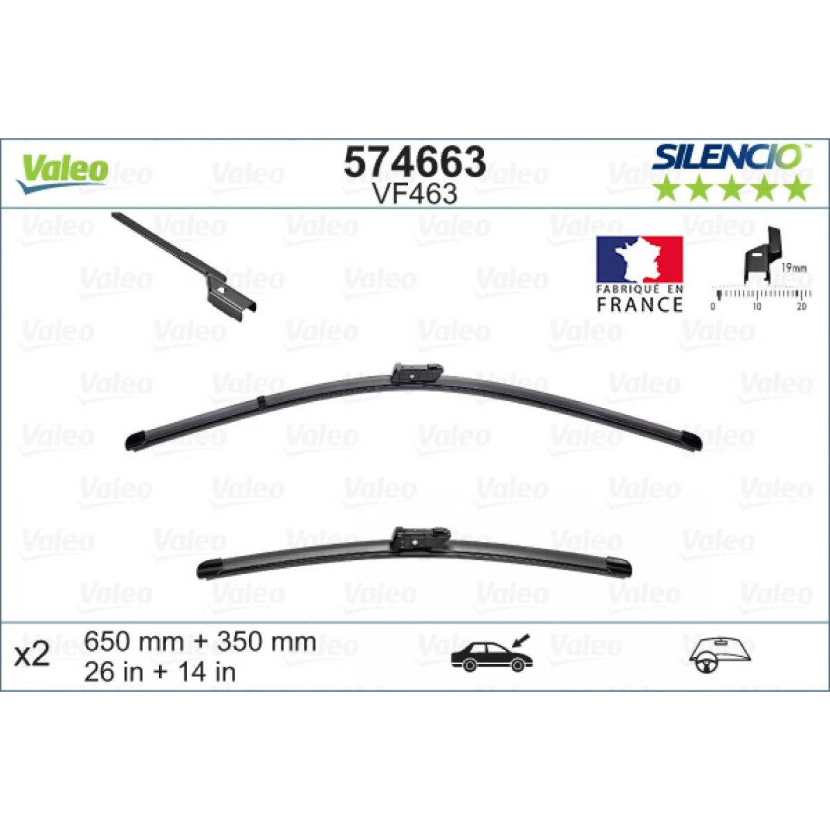 Wiper set Valeo Silencio X.TRM OE VF463, 650/350 mm Wiper set Valeo Silencio X.TRM OE VF463, 650/350 mm