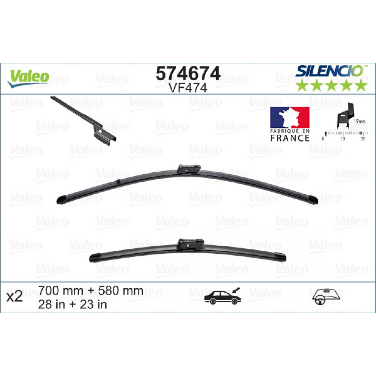 Wiper set Valeo Silencio X.TRM OE VF474, 700/580 mm Wiper set Valeo Silencio X.TRM OE VF474, 700/580 mm