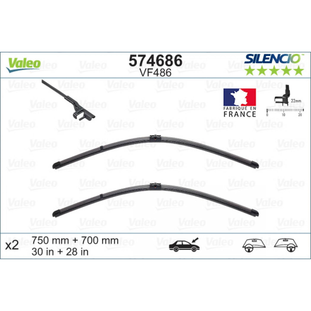Wiper set Valeo Silencio X.TRM OE VF486, 750/700 mm Wiper set Valeo Silencio X.TRM OE VF486, 750/700 mm