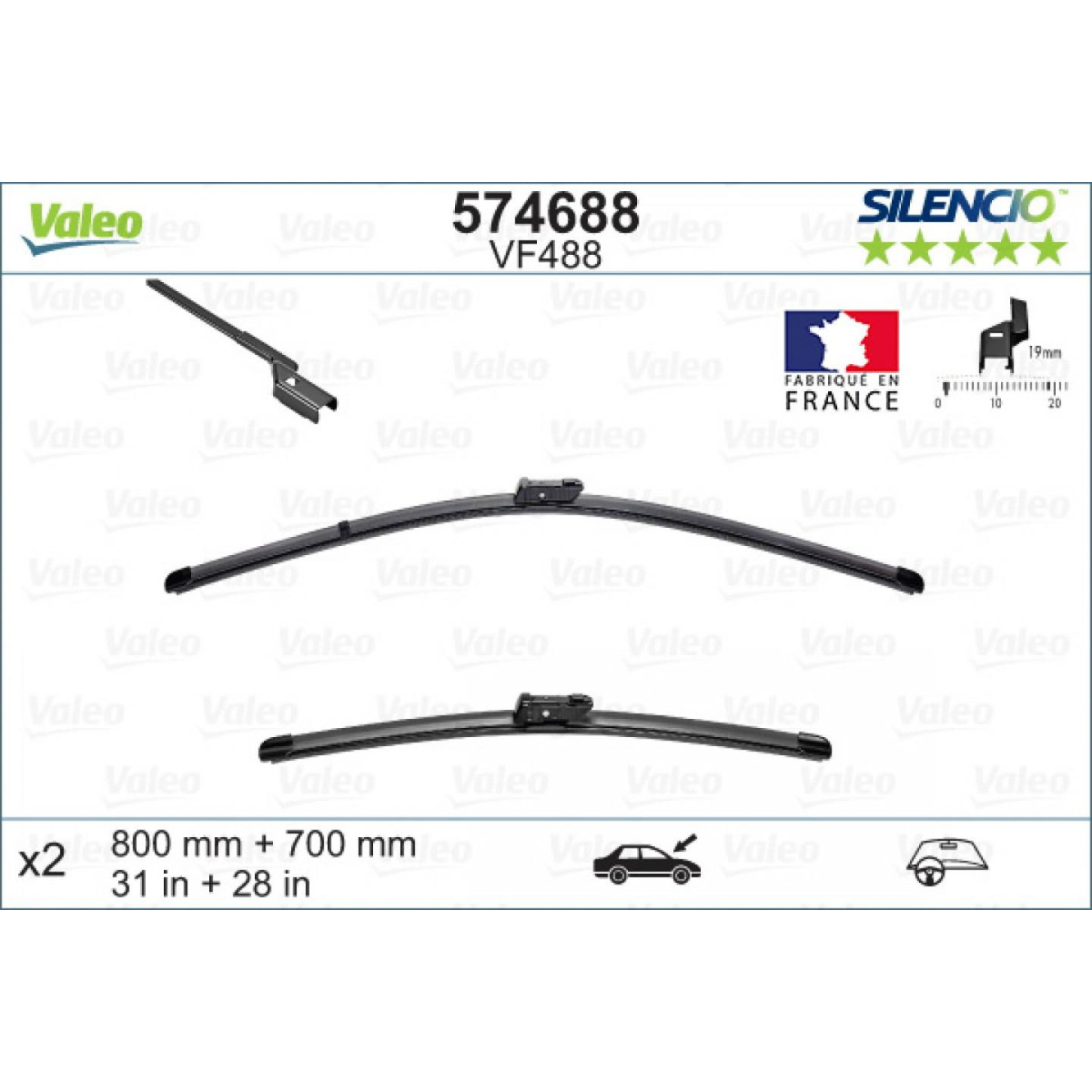 Wiper set Valeo Silencio X.TRM OE VF488, 800/700 mm Wiper set Valeo Silencio X.TRM OE VF488, 800/700 mm