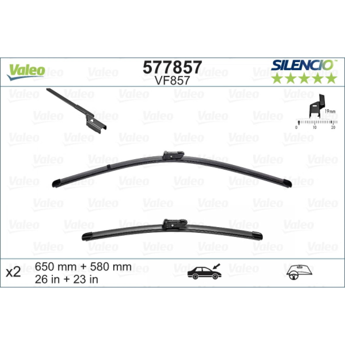 Wiper set Valeo Silencio X.TRM OE VF857, 650/580 mm Wiper set Valeo Silencio X.TRM OE VF857, 650/580 mm