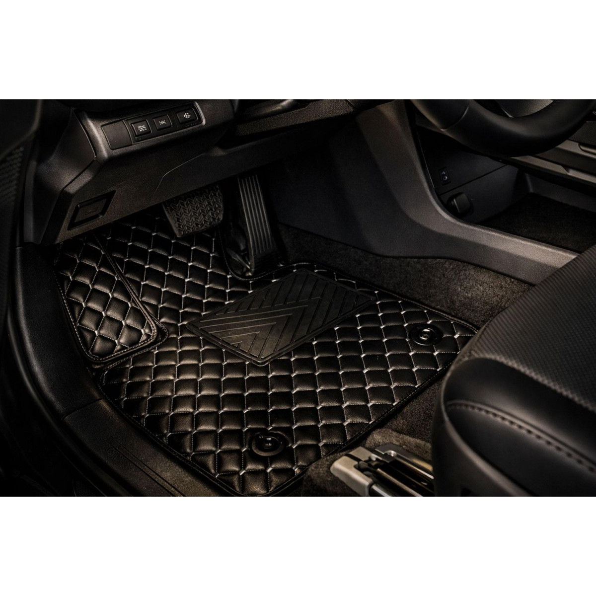 Eco leather mats QuiltyMats XPENG G9 (E38) from 2022 (Black / gray stitching)