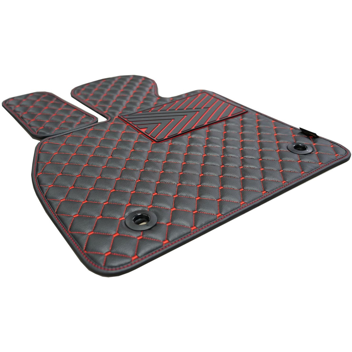 Eco leather mats QuiltyMats XPENG G9 (E38) from 2022 (Black / red stitching)