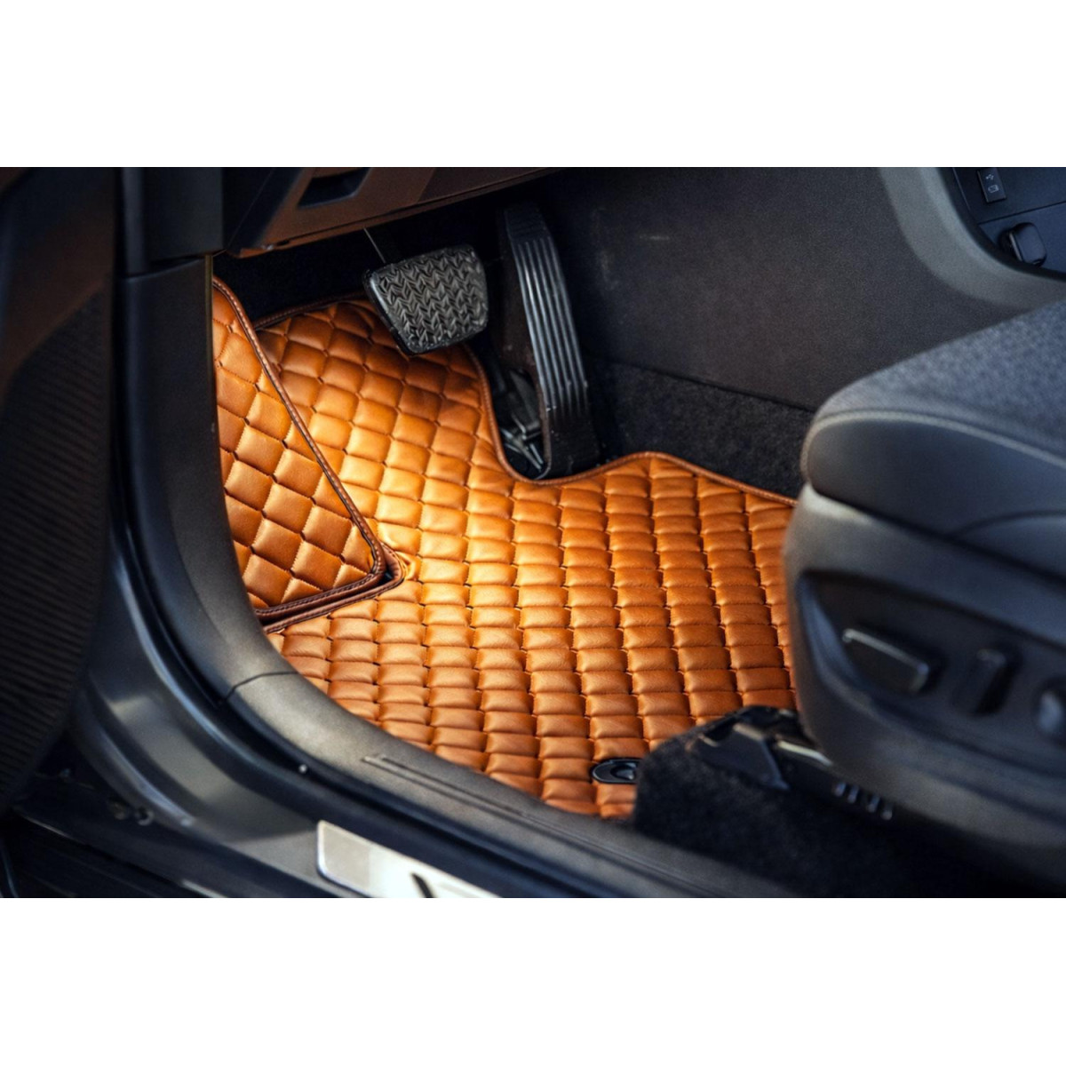 Eco leather mats QuiltyMats MG 3 from 2024 (Brown / brown stitching)