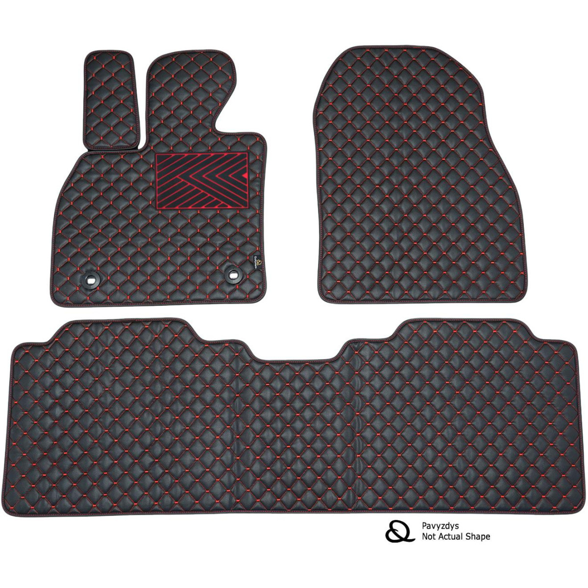Eco leather mats QuiltyMats XPENG G9 (E38) from 2022 (Black / red stitching)