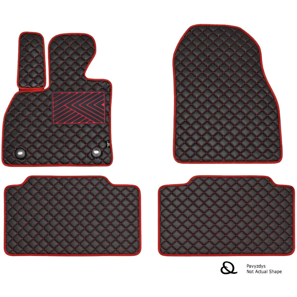 Eco leather mats QuiltyMats SUZUKI SWIFT 2012-2017 (Black / red stitching)