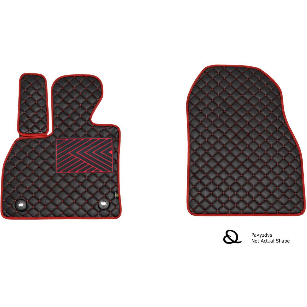 Eco leather mats QuiltyMats LIGIER JS50 from 2012 (Black / red stitching)