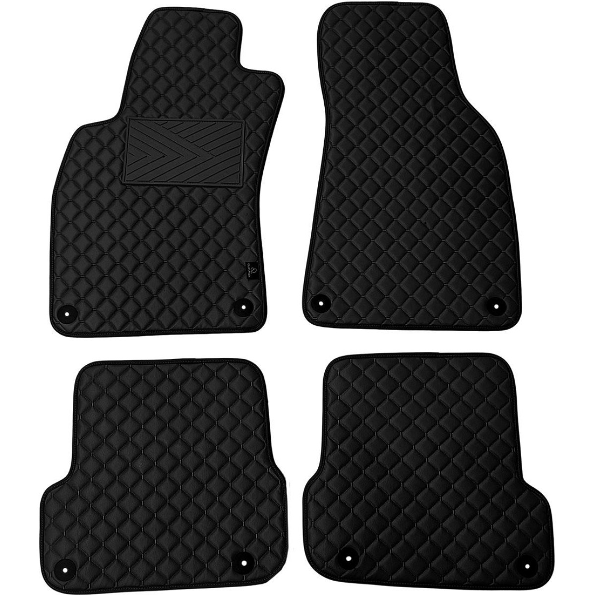 Eco leather mats QuiltyMats AUDI A6 2006-2011 (C6) (Black / black stitching)