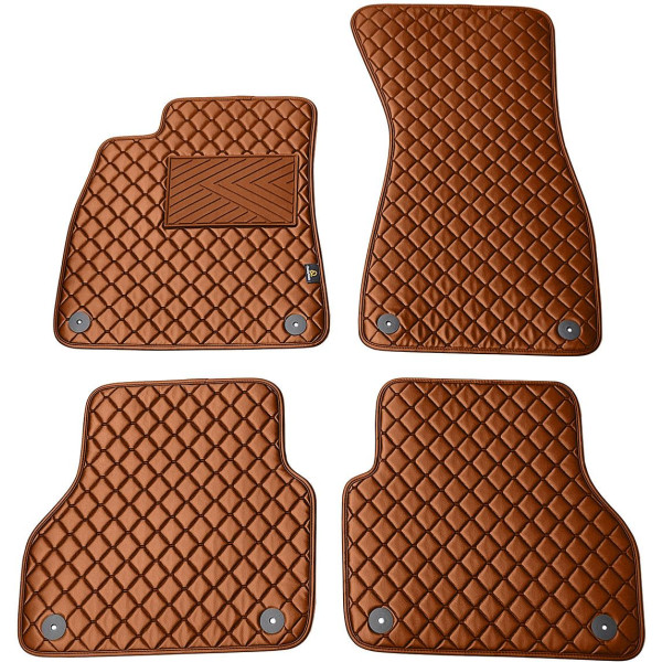 Eco leather mats QuiltyMats AUDI A6 2018-2025 (C8) (Brown / brown stitching)